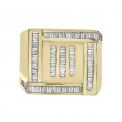 1.00 Carat Baguette Cut Channel Setting Diamonds Mens Ring 14K Yellow Gold