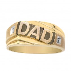 0.01 Carat Diamond Accent Dad Men's Ring 10K Yellow Gold