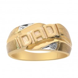 0.01 Carat  Round Cut Diamond Dad Men's Ring 10K Yellow Gold