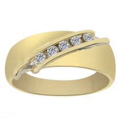 0.20 Carat Diamond Men's Wedding Band 14K Yellow Gold Ring