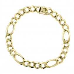 9.8mm 14K Yellow Gold Classic Figaro Link Chain Bracelet
