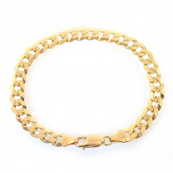 8.2mm 14k Yellow Gold Cuban Link Curb Diamond Cut Chain Bracelet Italy