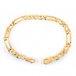 7.0mm 14K Yellow Gold Tiger Eye Link Chain Bracelet