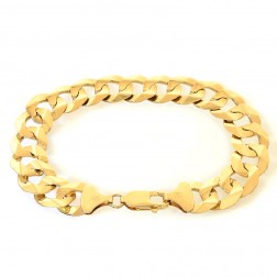 12.7mm 10k Yellow Gold Curb Cuban Link Chain Bracelet
