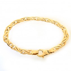 6.6mm 14K Yellow Gold Tiger Eye Link Chain Bracelet Italy