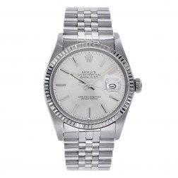 Rolex Datejust 36 Stainless Steel & 18K White Gold Watch Silver Index Dial 16234