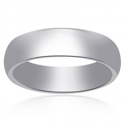 6.0mm 14K White Gold Concave Mens Comfort Fit Wedding Band 