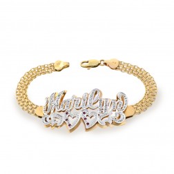 0.25 Carat Diamond 'Marilyn' Name Personalized Bracelet 14K Two Tone Gold 
