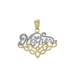 14 Kt. Two Tone Gold Mother Handmade Pendant 
