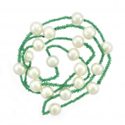 10mm Pearl & Natural Emerald Necklace