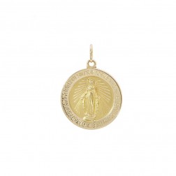 14K Yellow Gold Miraculous Round Medal Pendant