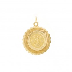 14K Yellow Gold Miraculous Round Medal Pendant 