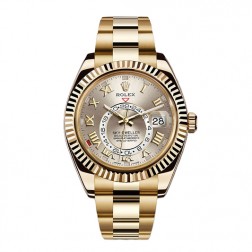Rolex Sky-Dweller 18K Yellow Gold Watch Silver Roman Dial 326938