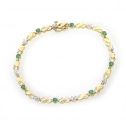 0.55 Carat Round Cut Emerald & Diamond Infinity Link Bracelet 14K Yellow Gold