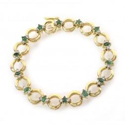 0.50 Carat Marquise Shape Emerald & Round Diamond Tennis Bracelet 14k Yellow Gold 