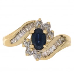 0.65 Carat Sapphire & 0.40 Carat Diamond Ring 14K Yellow Gold
