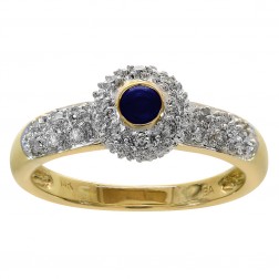 0.10 Carat Sapphire & 0.10 Carat Diamond Ring 14K Yellow Gold