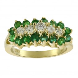 0.50 Carat Emerald and 0.45 Carat Diamond Vintage Ring 14K Yellow Gold