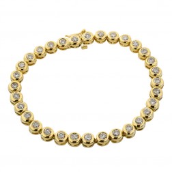 4.00 Carat Diamond Bezel Set Tennis Bracelet 14K Yellow Gold