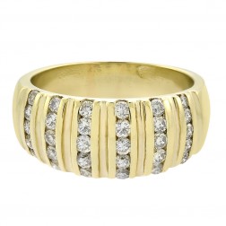 0.65 Carat Diamond Multi Row Wedding Band 14K Yellow Gold Ring