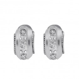 0.30 Carat Bezel Set Round Cut Diamond Huggie Earrings 14K White Gold