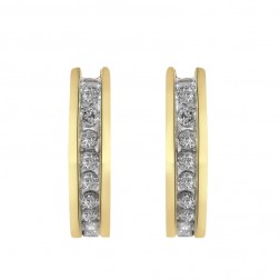 0.25 Carat Round Cut Diamond Huggie Earrings 14K Yellow Gold 