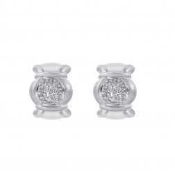 18K White Gold Huggie with Diamond Accent Vintage Earrings 