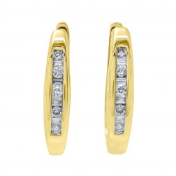 0.39 Carat Diamond Classic J-Hoop Earrings 14K Yellow Gold