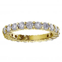 1.50 Carat Round Diamond Eternity Wedding Band 14K Yellow Gold