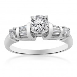 0.75 Carat SI1-G Natural Round Cut Diamond Engagement Ring Platinum 