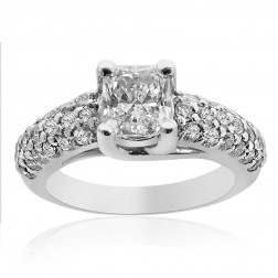 1.70 Carat F-VS1 Natural Radiant Cut Diamond Engagement Ring 14K White Gold