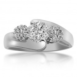 0.50 Carat Round Cut Diamond Cluster Engagement Ring 14K White Gold