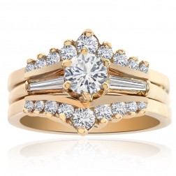 0.75 Carat Diamond Engagement Bridal Set 14K Yellow Gold