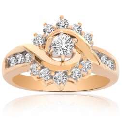 0.75 Carat Round Cut Diamond Engagement Ring 14K Yellow Gold 