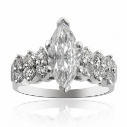 1.75 Carat G-SI1 Natural Marquise Cut Diamond Engagement Ring Platinum
