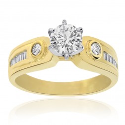 0.90 Carat Diamond Engagement Ring 14K Two Tone Gold