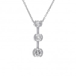 1.05 Carat Three Stone Journey Diamond Pendant Necklace 14K White Gold