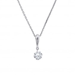 Floating Diamond Solitaire Necklace 0.29 Carat in 14K White Gold 20" Chain 