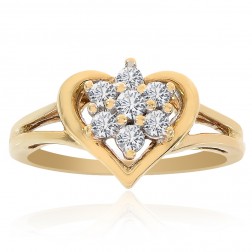 0.20 Carat Round Cut Diamond Heart Cluster Ring 10K Yellow Gold