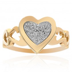 0.10 Carat Round Cut Diamond Heart Ring 14K Yellow Gold