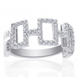 0.50 Carat Round Cut Diamond Rectangle Shaped Ring 14K White gold