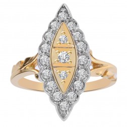 0.65 Carat Round Cut Diamond Vintage Style Anniversary Ring 14K Two Tone Gold