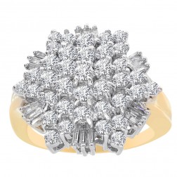 2.00 Carat Diamond Snowflake Cluster Pyramid Ring 14K Two Tone Gold