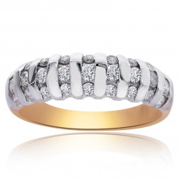 0.35 Carat Round Cut Diamond Multi-Row Ring 14K Two Tone Gold
