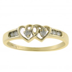 0.06 Carat Round Cut Diamond Heart Ring 10K Yellow Gold
