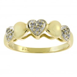 0.07 Carat Round Cut Diamond Multi Heart Ring 14K Yellow Gold