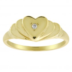 0.01 Carat Round Cut Diamond Accent Heart Ring 14K Yellow Gold