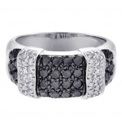 1.35 Carat Black & White Diamond Ring 14K White Gold