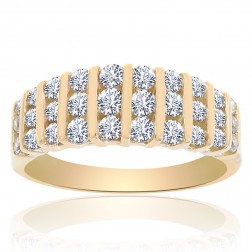 1.00 Carat Diamond Round Cut Multi-Row Ring 14K Yellow Gold