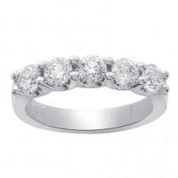  1.00 Carat Ladies 5 Stone Diamond Wedding Anniversary Band Ring 14K White Gold 